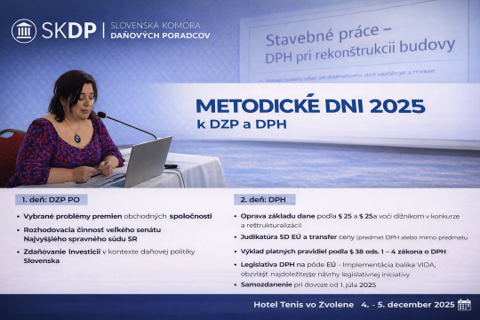 Metodické dni SKDP 2025: Stavebné práce a DPH pri rekonštrukcii budov